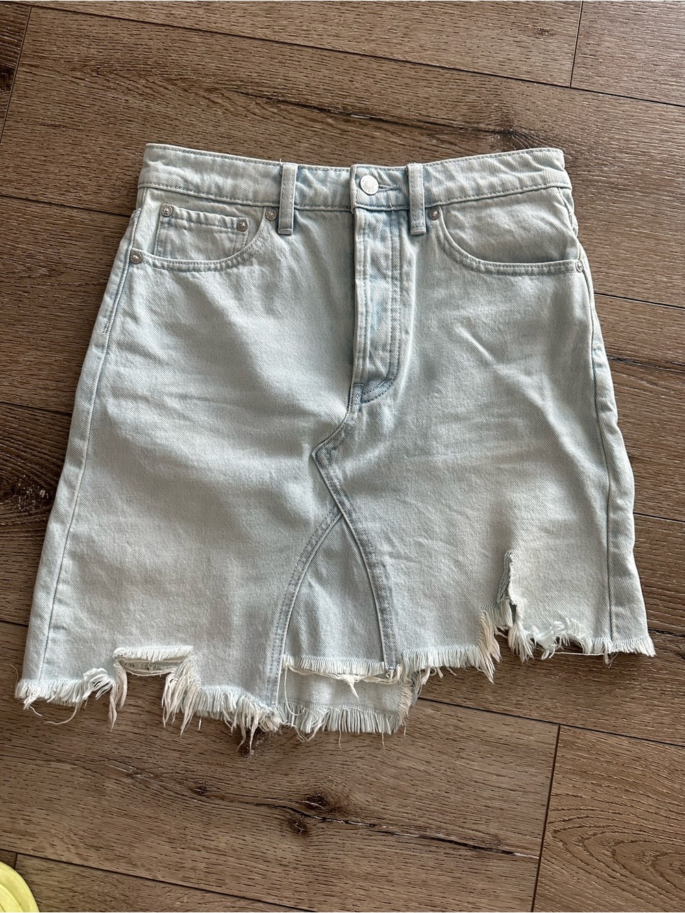 We The Free Light Wash Blue Denim Skirt